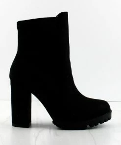 Top Moda Leslie-2 Womens Block Heeled Ridge Sole High Ankle Boots