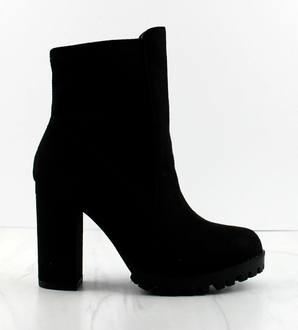 Top Moda Leslie-2 Womens Block Heeled Ridge Sole High Ankle Boots 2 Top Moda Leslie-2 Womens Block Heeled Ridge Sole High Ankle Boots