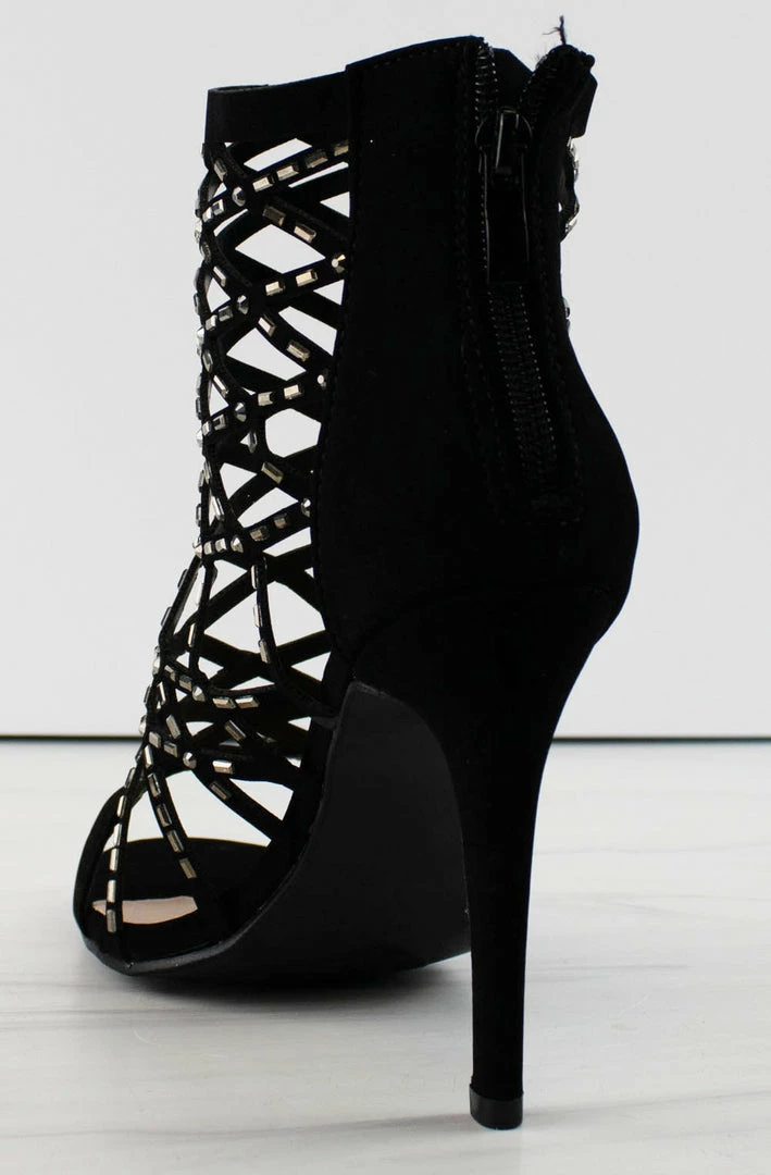 Forever Lilli 11 Women's Caged Embellished Stiletto Dress Heels 6 Forever Lilli 11 Women's Caged Embellished Stiletto Dress Heels