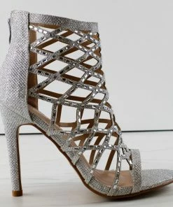 Forever Lilli 11 Women's Caged Embellished Stiletto Dress Heels