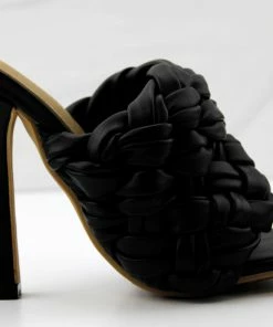 Lemonade Litty Womens Thick Braided Strap Square Toe Heeled Sandals Women's