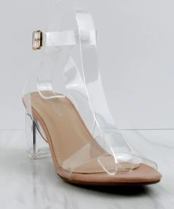 Top Moda Livi-1 Womens Low Block Heel W/ Transparent Strap Sandals Women's