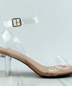 Top Moda Livi-1 Womens Low Block Heel W/ Transparent Strap Sandals Women's