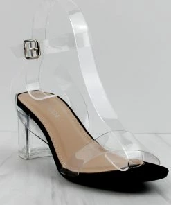 Top Moda Livi-1 Womens Low Block Heel W/ Transparent Strap Sandals Women's