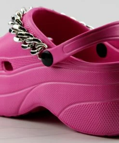 YOKI Lolli 32 Womens Chain Embellished Platform Sling Back Clogs Women's