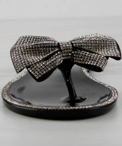 Forever Lucid 13 Womens Rhinestone Embellished Bow Jelly Flip Flops Women's