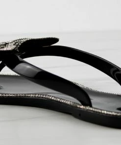 Forever Lucid 13 Womens Rhinestone Embellished Bow Jelly Flip Flops Women's