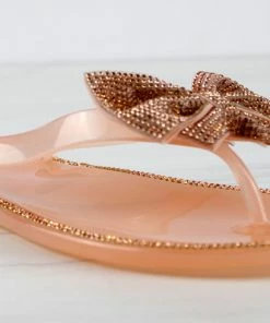 Forever Lucid 13 Womens Rhinestone Embellished Bow Jelly Flip Flops Women's