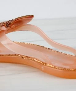 Forever Lucid 13 Womens Rhinestone Embellished Bow Jelly Flip Flops Women's