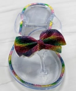 Forever Lucid 13 Womens Rhinestone Embellished Bow Jelly Flip Flops Women's