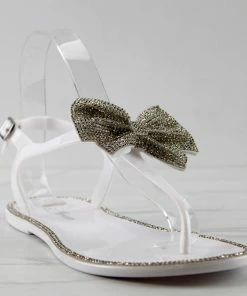 Forever Lucid 15 Womens Sling Back Rhinestone Embellished Bow T Strap Jelly Sandals Women's