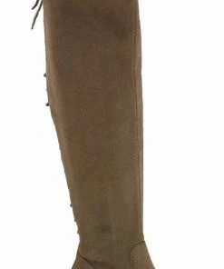 Top Moda Women's Lucy-22 Womens Low Heeled Tie Up Thigh High Boots