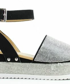 Forever Luxury 96 Women's Rhinestone Wide Band Buckled Platform Sandals