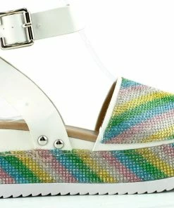 Forever Luxury 96 Women's Rhinestone Wide Band Buckled Platform Sandals