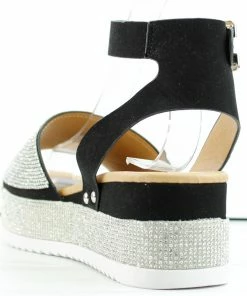 Forever Luxury 96 Women's Rhinestone Wide Band Buckled Platform Sandals