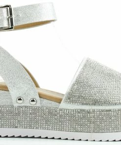 Forever Luxury 96 Women's Rhinestone Wide Band Buckled Platform Sandals