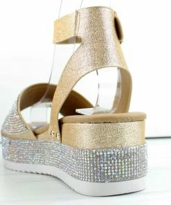 Forever Luxury 96 Women's Rhinestone Wide Band Buckled Platform Sandals