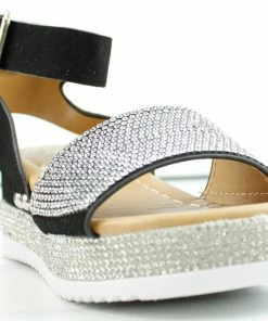 Link Luxury 96k Little Buckle Girl's Platform Wide Rhinestone Band Sandals