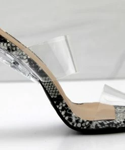 Top Moda Alder 1 Womens Almond Toe Clear Double Strap Chunky Heeled Sandals