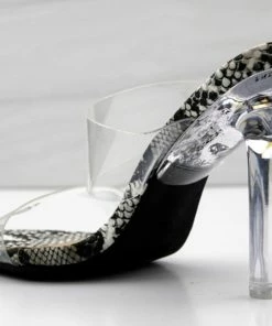 Top Moda Alder 1 Womens Almond Toe Clear Double Strap Chunky Heeled Sandals