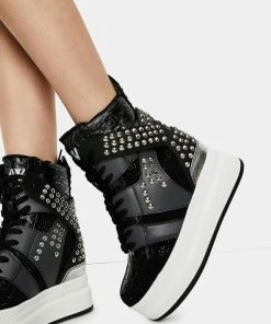 Anthony Wang Women's Quince 03 Womens Stud/Rhinestone High Top Platform Fashion Sneakers