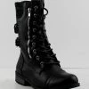 Forever MANGO-72 Womens Lace Up Buckle Embellished Boots Women's