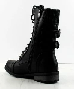 Forever MANGO-72 Womens Lace Up Buckle Embellished Boots Women's