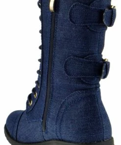 Forever Mango 71 Womens Double Buckle/Zipper Embellished Lace Up Combat Boots Women's