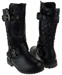 Link Mango 95K Little Girls Quilted Knee High Riding Zipper Boots Girl's