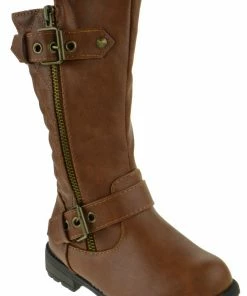 Link Mango 95K Little Girls Quilted Knee High Riding Zipper Boots Girl's