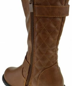 Link Mango 95K Little Girls Quilted Knee High Riding Zipper Boots Girl's
