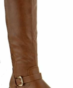 SHOE BARGAIN WAREHOUSE (WWW.SBWSHOES.COM) Mango L7 Women's Stitched Buckled Knee High Boot