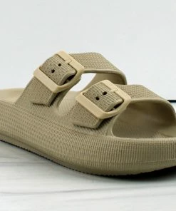 Forever Meek-03 Womens Double Strap Buckle Platform Slides Women's Sandals