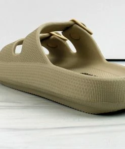 Forever Meek-03 Womens Double Strap Buckle Platform Slides Women's Sandals
