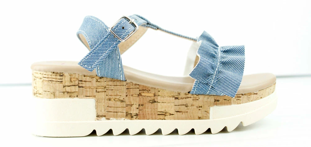 YOKI Melody 10Y Little Girl's Ruffled Band Platform Sandals 2 YOKI Melody 10Y Little Girl's Ruffled Band Platform Sandals