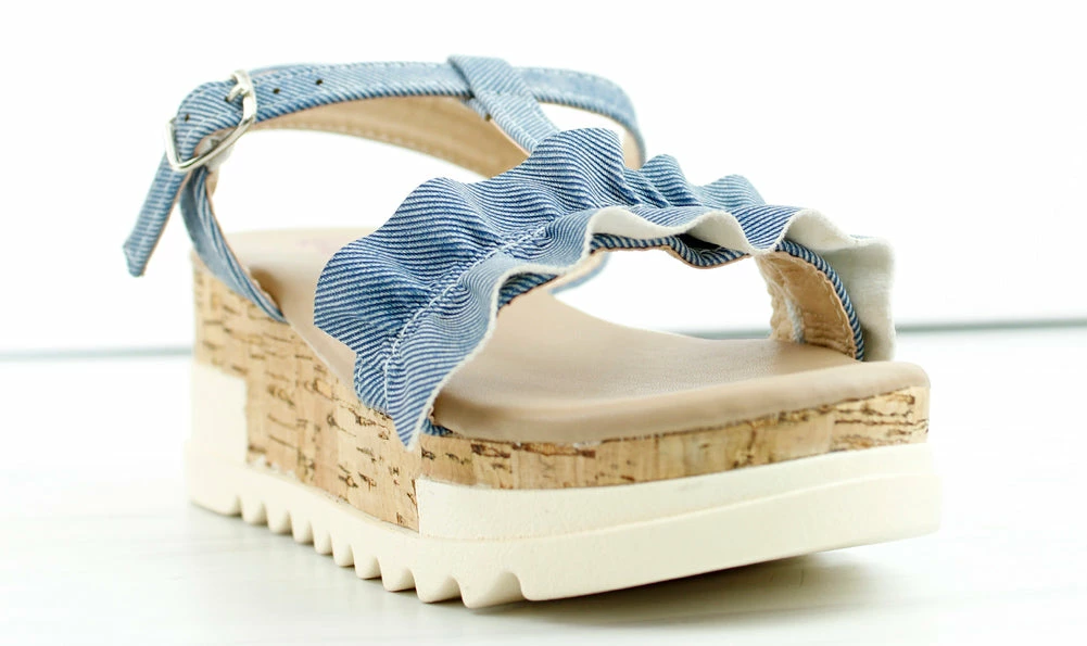 YOKI Melody 10Y Little Girl's Ruffled Band Platform Sandals 1 YOKI Melody 10Y Little Girl's Ruffled Band Platform Sandals