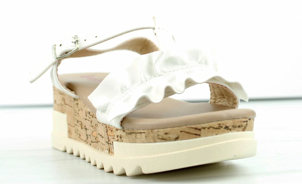 YOKI Melody 10Y Little Girl's Ruffled Band Platform Sandals 4 YOKI Melody 10Y Little Girl's Ruffled Band Platform Sandals