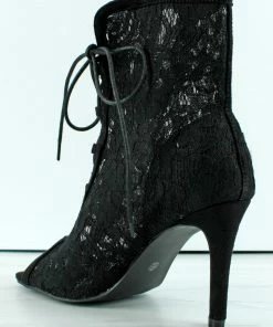 MATA Women's Mesh Up Womens Peep Toe Lace Up Stilleto Booties 5 MATA Women's Mesh Up Womens Peep Toe Lace Up Stilleto Booties