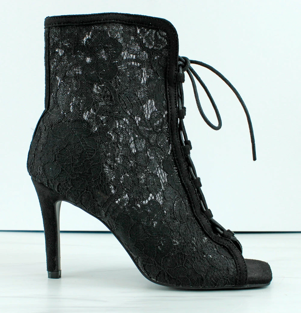 MATA Women's Mesh Up Womens Peep Toe Lace Up Stilleto Booties 2 MATA Women's Mesh Up Womens Peep Toe Lace Up Stilleto Booties