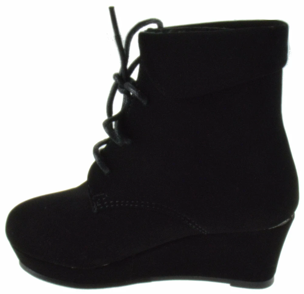 QQ Girls Mia 25 Girls Lace Up Ankle Wedged Booties 8 QQ Girls Mia 25 Girls Lace Up Ankle Wedged Booties