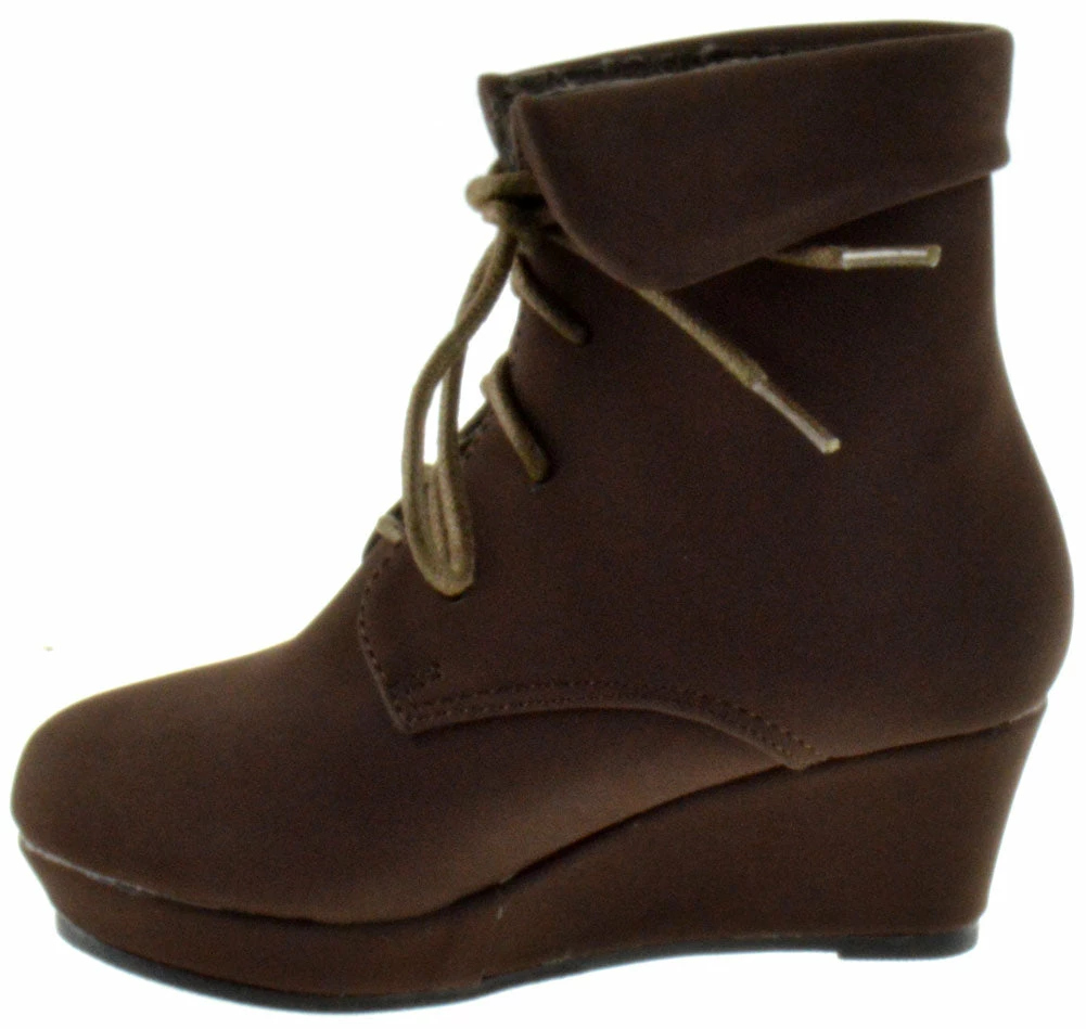 QQ Girls Mia 25 Girls Lace Up Ankle Wedged Booties 4 QQ Girls Mia 25 Girls Lace Up Ankle Wedged Booties