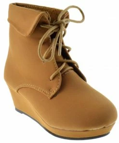 QQ Girls Mia 25 Girls Lace Up Ankle Wedged Booties 12 QQ Girls Mia 25 Girls Lace Up Ankle Wedged Booties