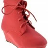QQ Girls Mia 25 Girls Lace Up Ankle Wedged Booties