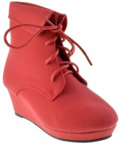 QQ Girls Mia 25 Girls Lace Up Ankle Wedged Booties