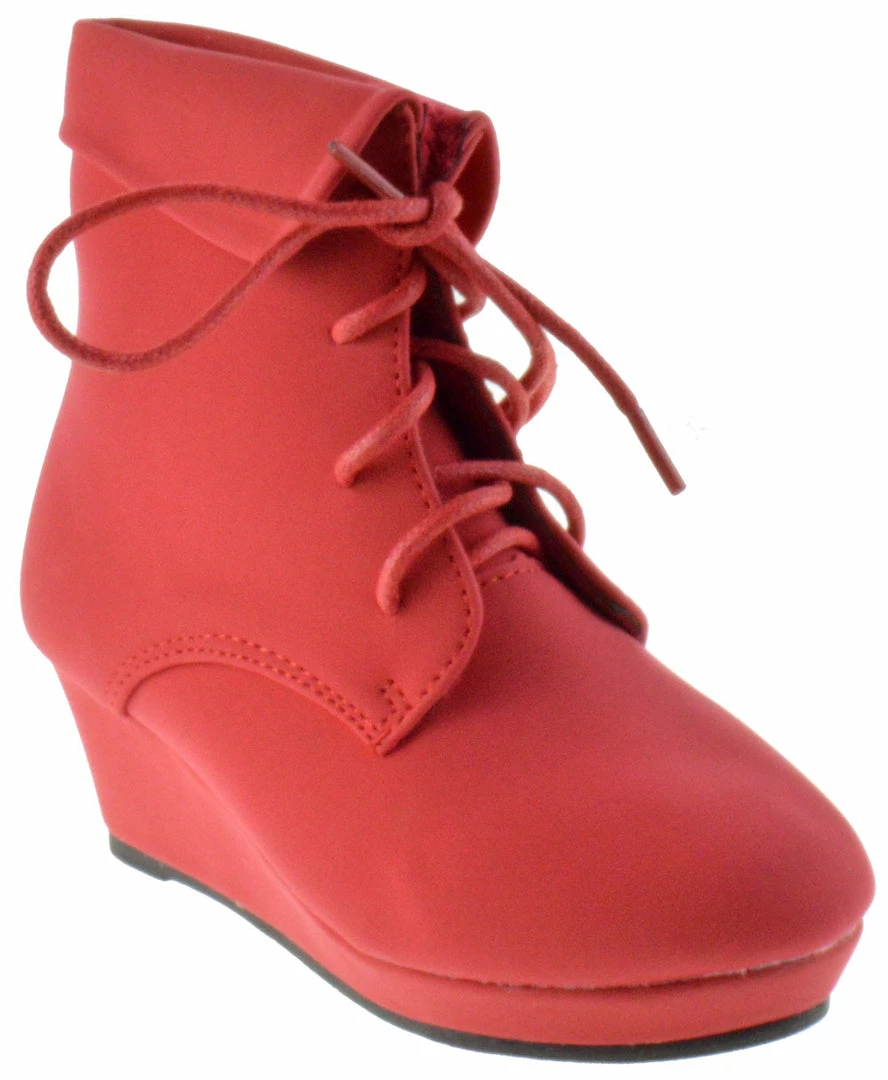 QQ Girls Mia 25 Girls Lace Up Ankle Wedged Booties 1 QQ Girls Mia 25 Girls Lace Up Ankle Wedged Booties