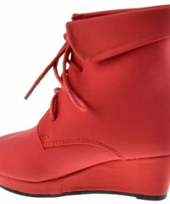 QQ Girls Mia 25 Girls Lace Up Ankle Wedged Booties