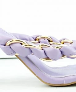 Lemonade Milah Women's Twisted Chain Heeled Thong Sandals