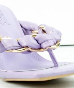 Lemonade Milah Women's Twisted Chain Heeled Thong Sandals