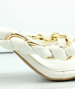 Lemonade Milah Women's Twisted Chain Heeled Thong Sandals