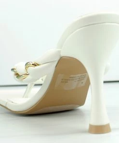 Lemonade Milah Women's Twisted Chain Heeled Thong Sandals